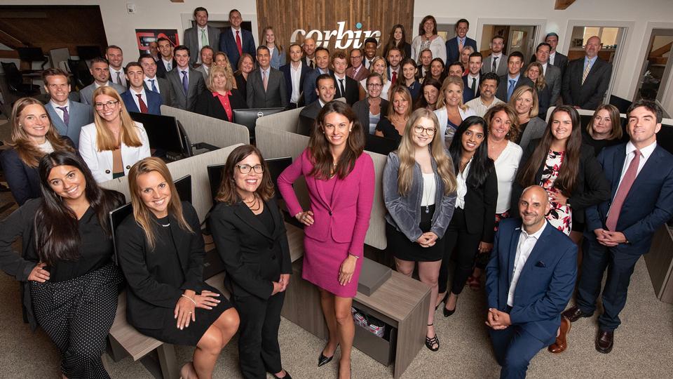 Founder & CEO, Rebecca Corbin with the Corbin Team at the Farmington, CT Corbin Advisors Headquarters