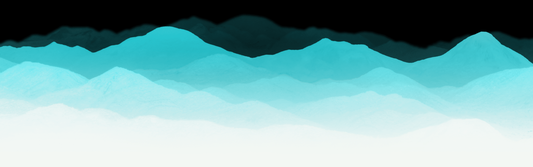 Decorative: Teal mountains with various shades to give the perception of depth on the page