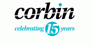 Corbin Advisors logo in black with celebrating 15 years tagline