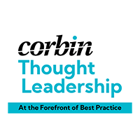 Corbin Thought Leadership lockup with tagline: At the Forefront of Best Practice
